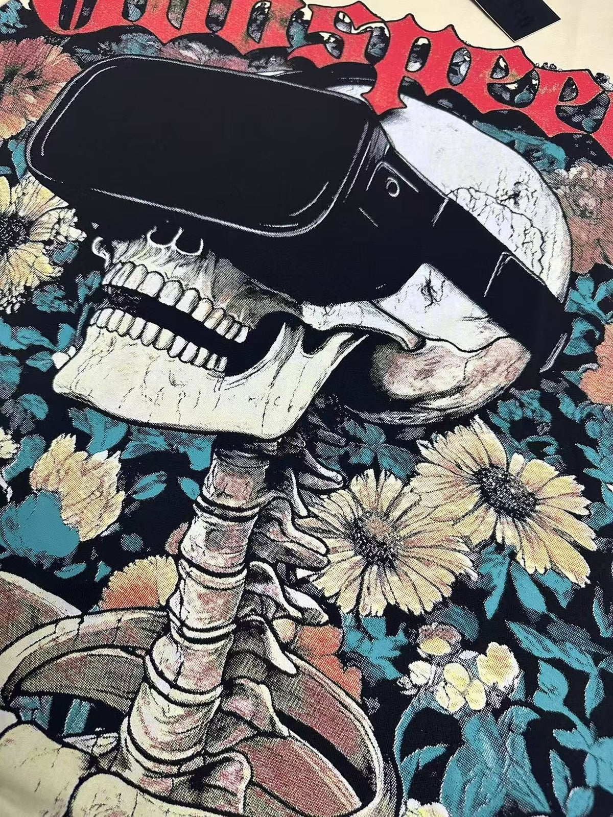 Godspeed Skull & Floral Graphic T-Shirt ¡ª detail