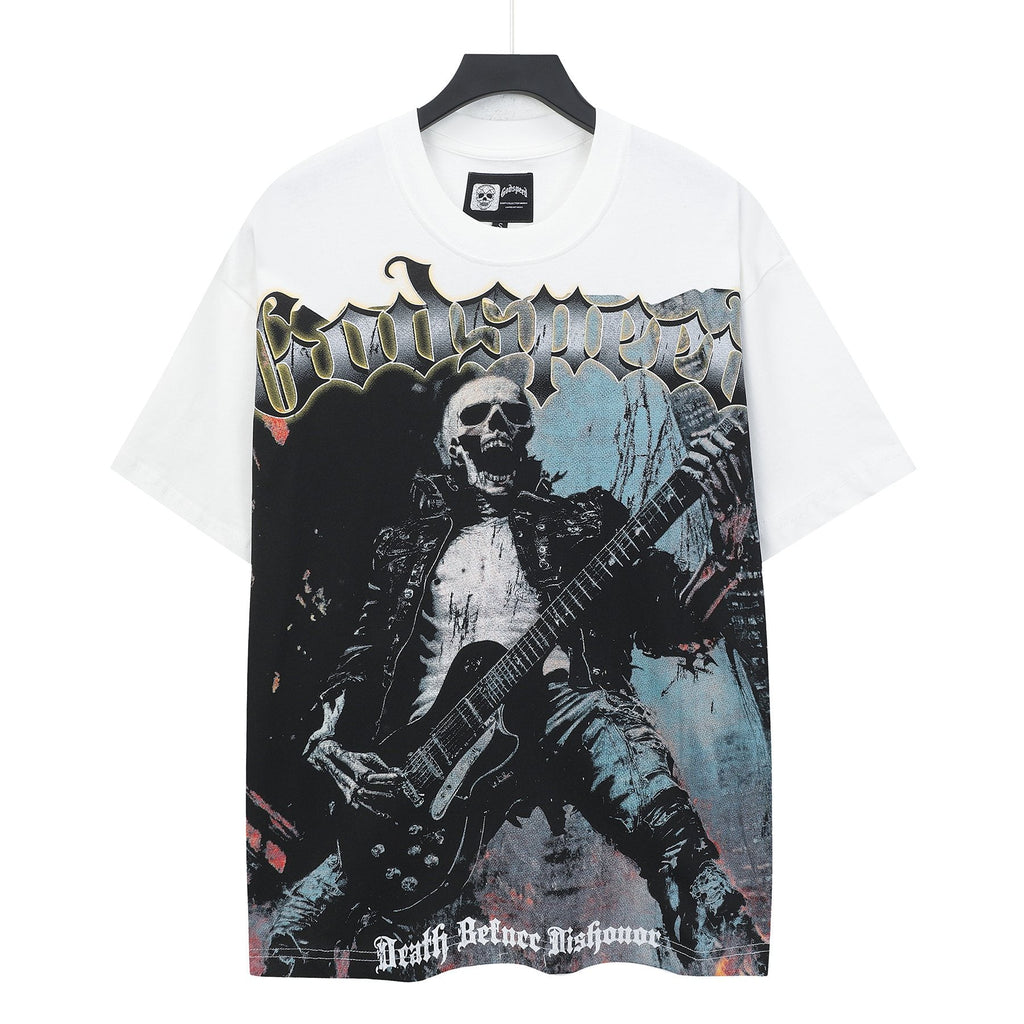 Godspeed Death Before Dishonor Skeleton Guitar Short-Sleeve T-Shirt ¡ª front