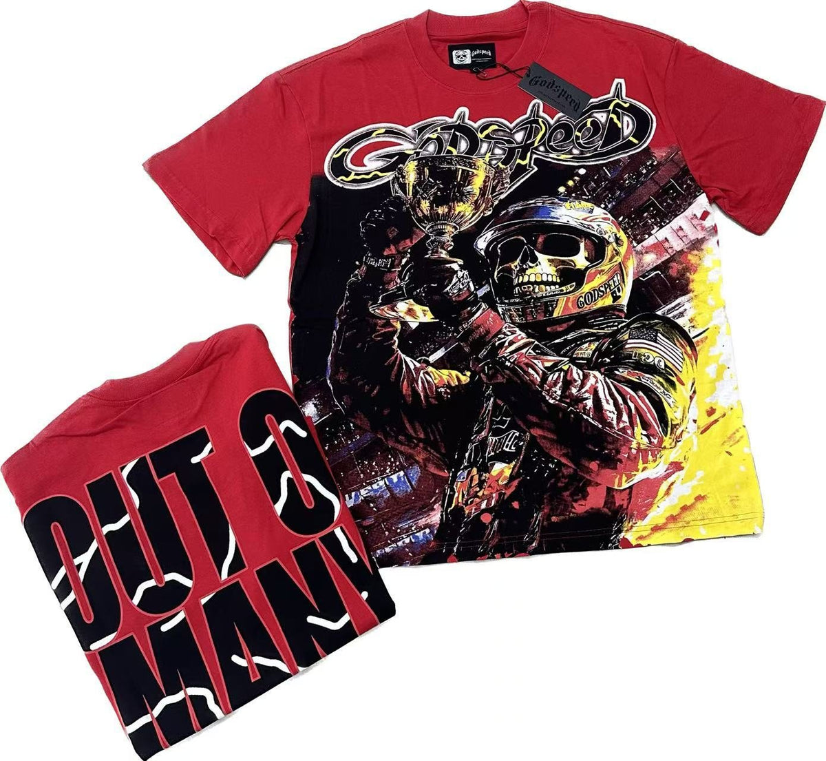 Godspeed Red Racing Skull Graphic T-Shirt ¡ª context