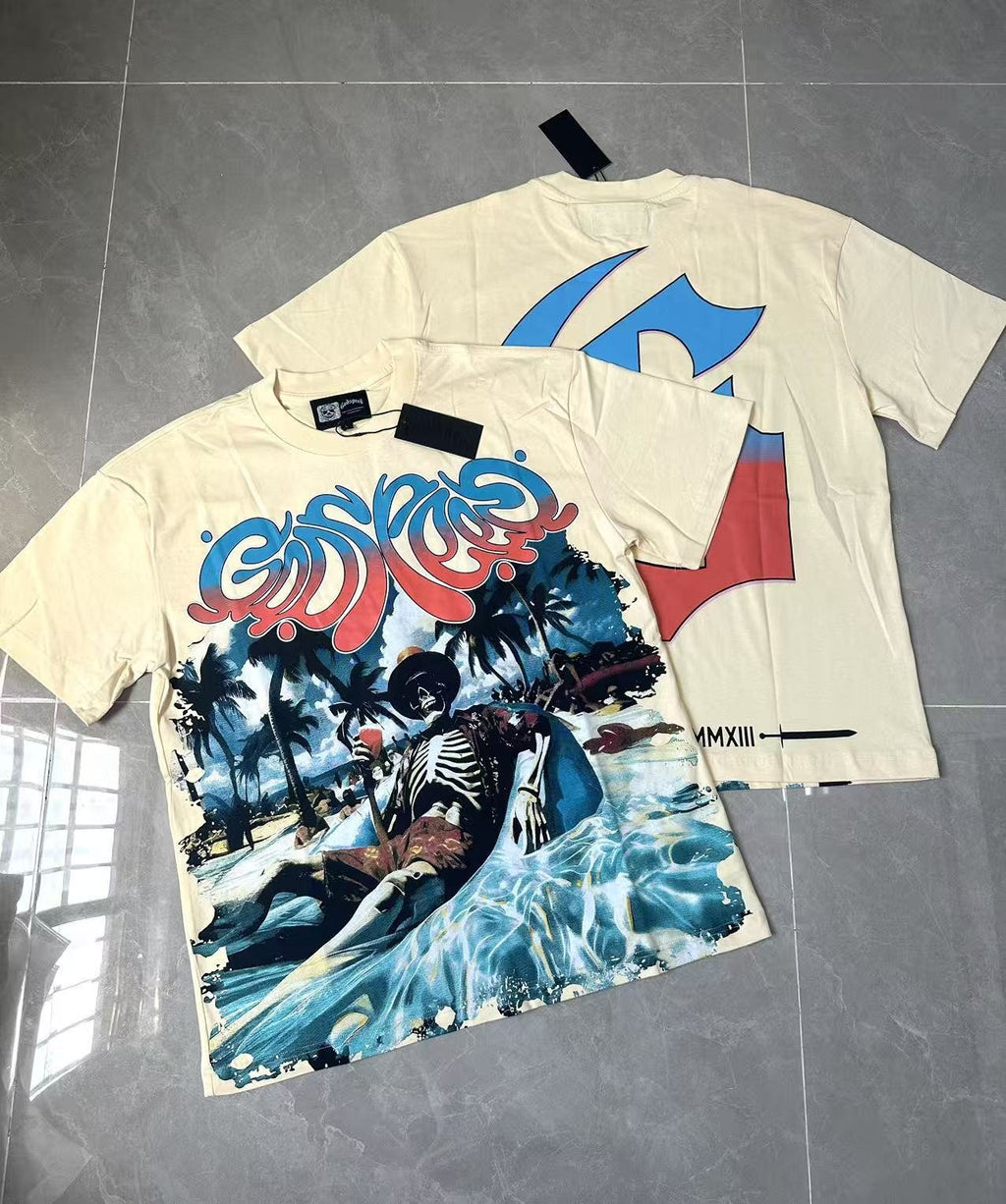 Godspeed Beach Skeleton Graphic T-Shirt ¡ª context