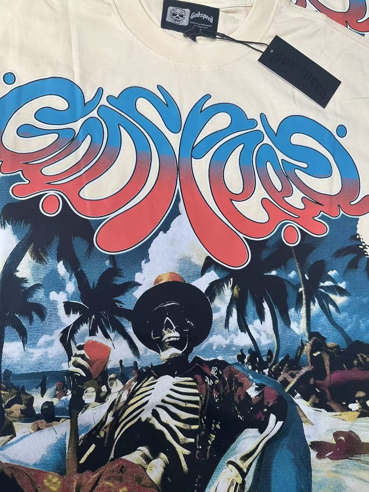 Godspeed Beach Skeleton Graphic T-Shirt ¡ª detail