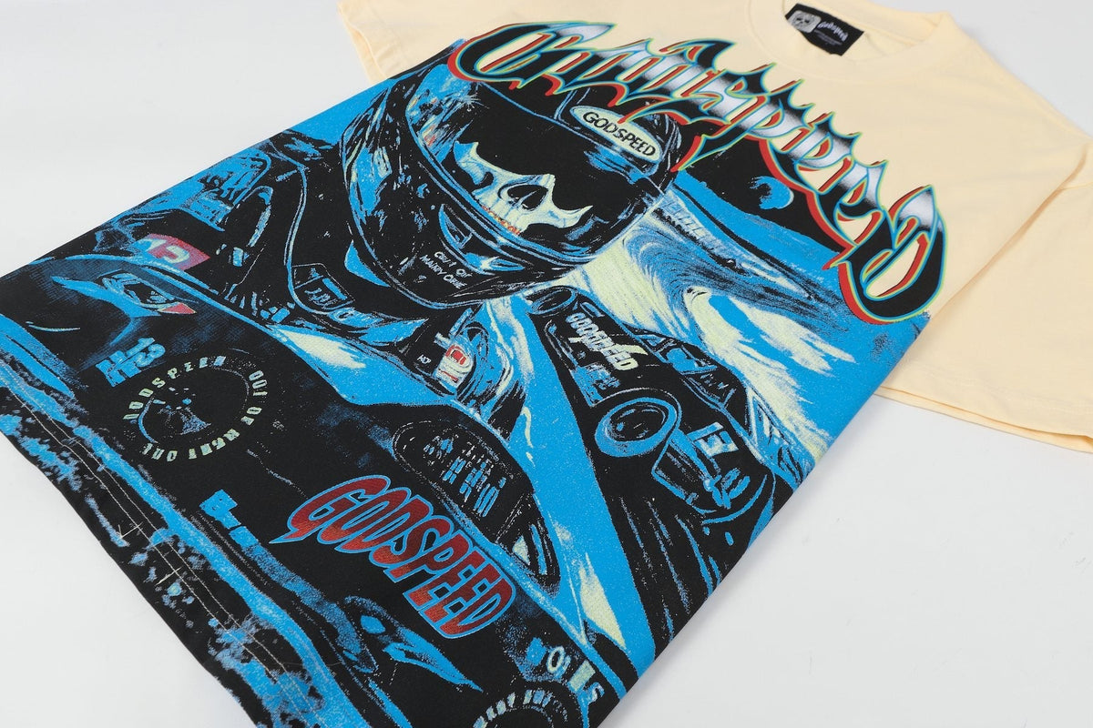 Godspeed Cream Racing Graphic T-Shirt ¡ª detail