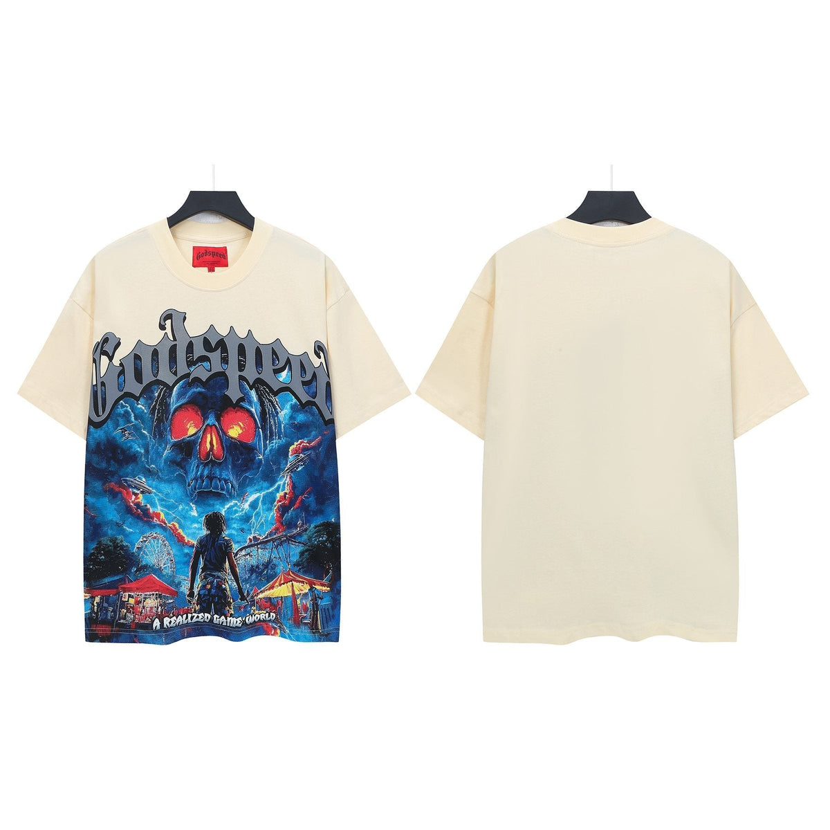 Godspeed A Realized Game World Skull Graphic T-Shirt ¡ª front