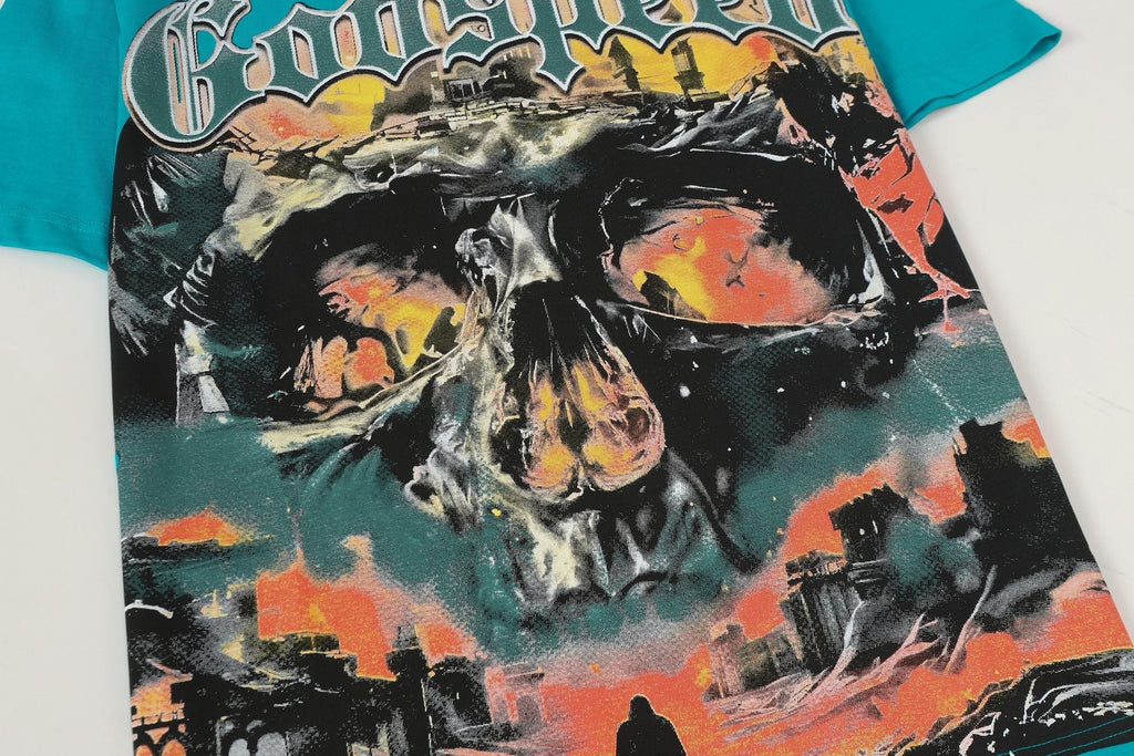 Godspeed Teal Skull Graphic Short-Sleeve T-Shirt ¡ª detail