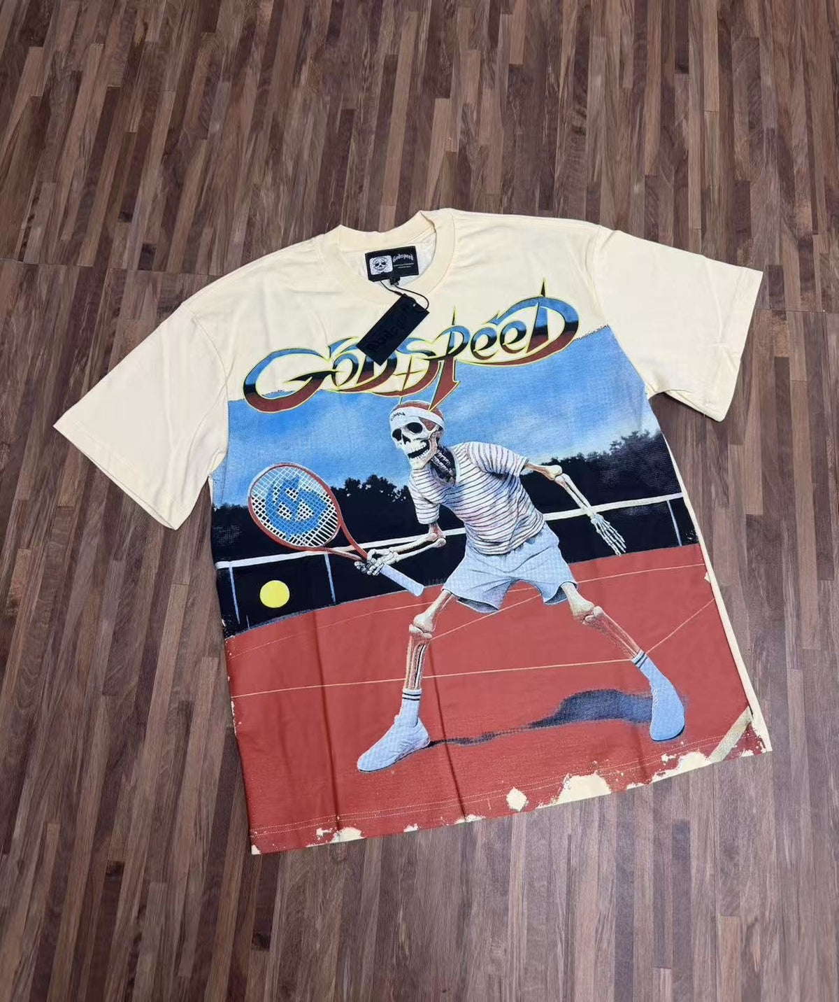 Godspeed Tennis Skeleton Graphic T-Shirt ¡ª context