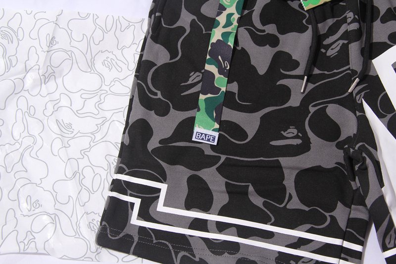 BAPE Black Camo Graphic Panel Shorts ¡ª detail