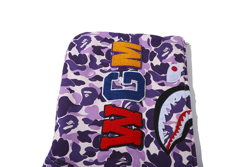 BAPE Purple Camo Shark Full-Zip Hoodie ¡ª detail