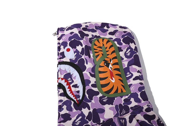 BAPE Purple Camo Shark Full-Zip Hoodie ¡ª detail