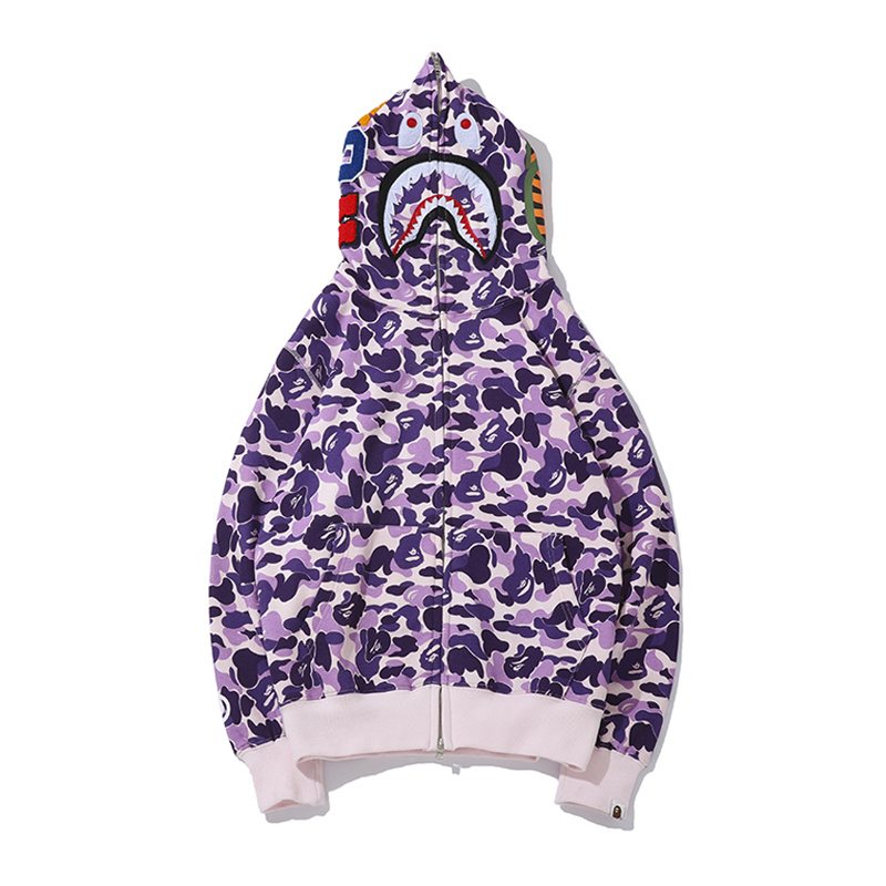 BAPE Purple Camo Shark Full-Zip Hoodie ¡ª hero