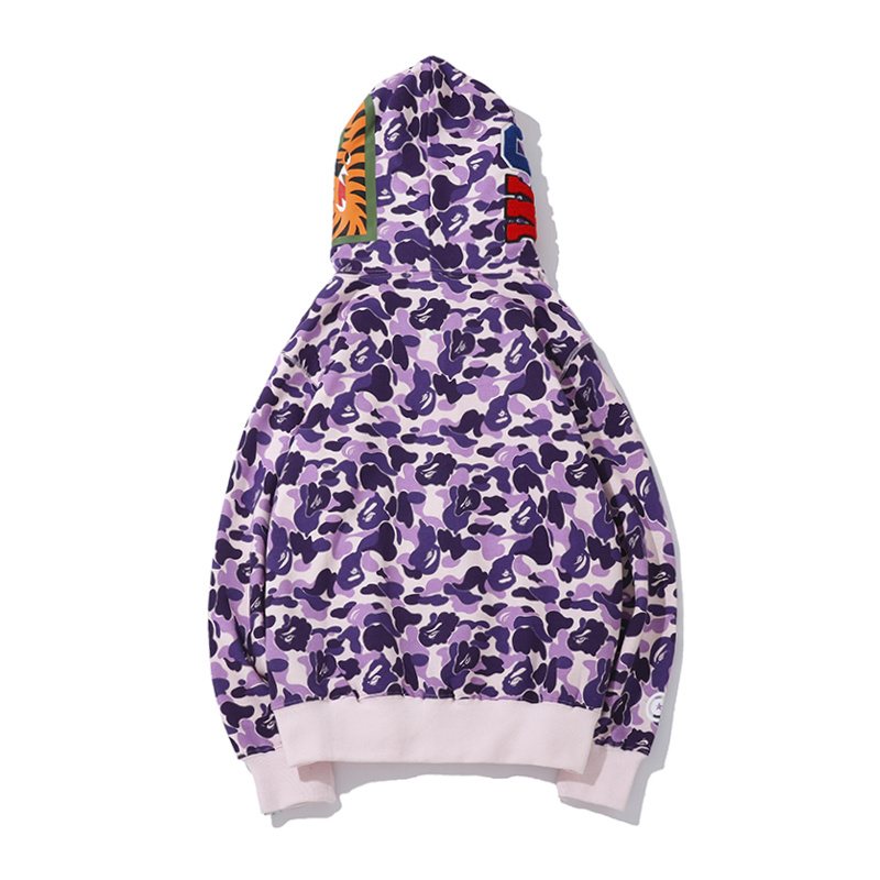 BAPE Purple Camo Shark Full-Zip Hoodie ¡ª back