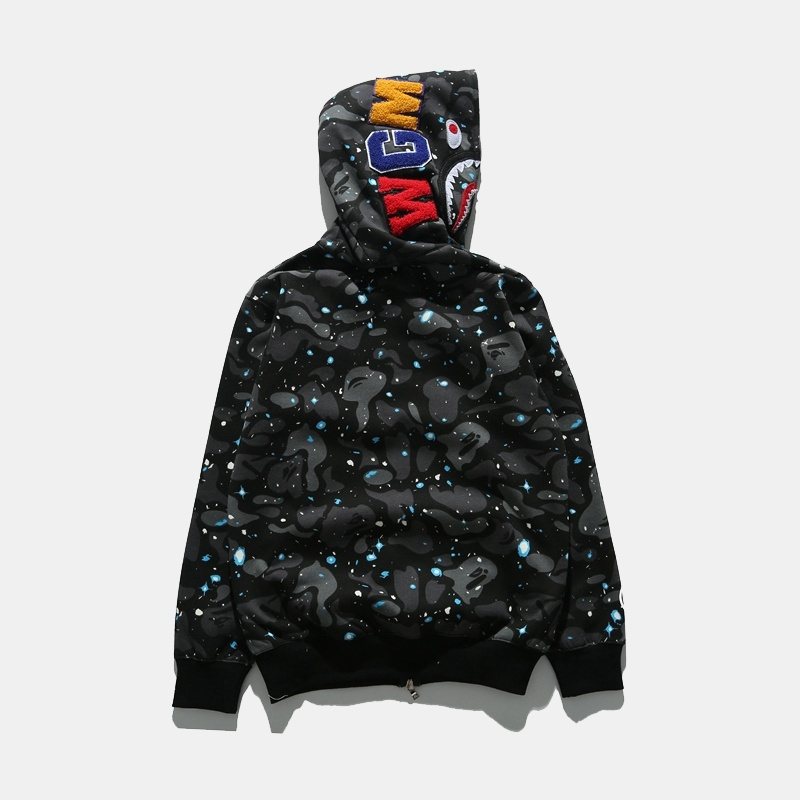 BAPE Black/Blue Tiger Shark Camo Zip Hoodie ¡ª back