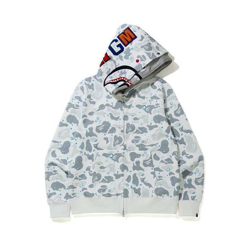 BAPE GM Shark Tiger Camo Zip Hoodie ¡ª front