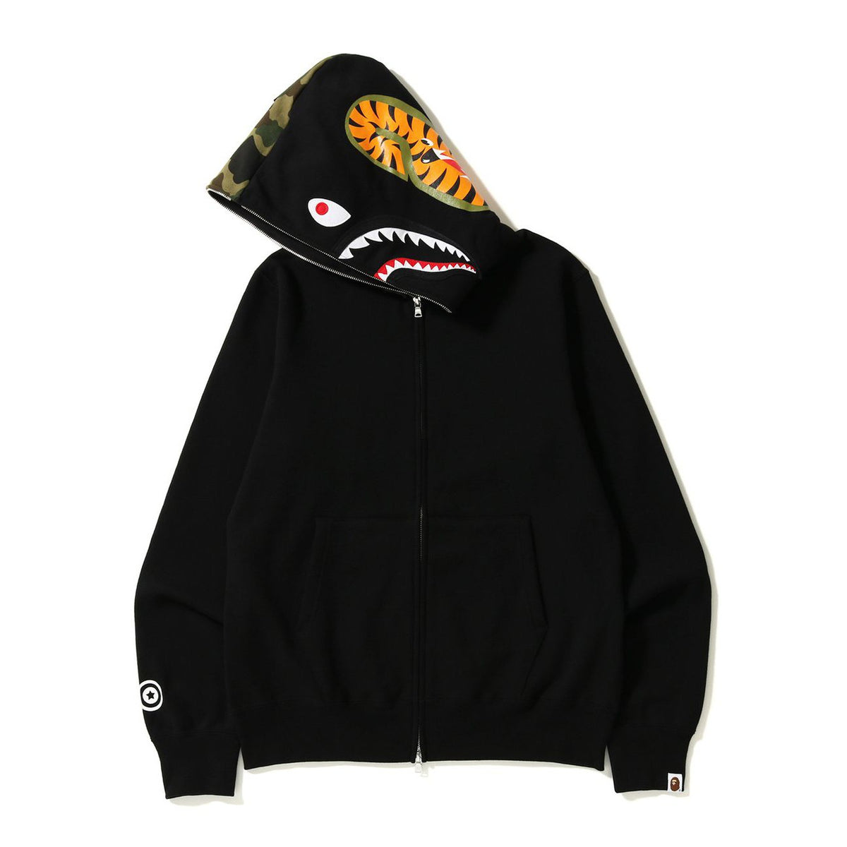 BAPE Black Tiger Shark Full-Zip Hoodie ¡ª front