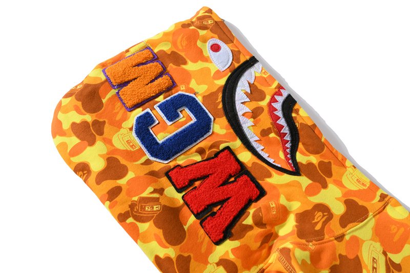 BAPE Orange Camo Shark Full-Zip Hoodie ¡ª detail