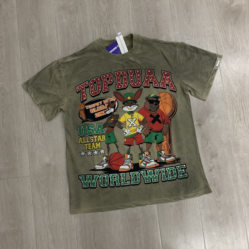 DUAA All Star Basketball Graphic Short-Sleeve T-Shirt - Olive ¡ª front