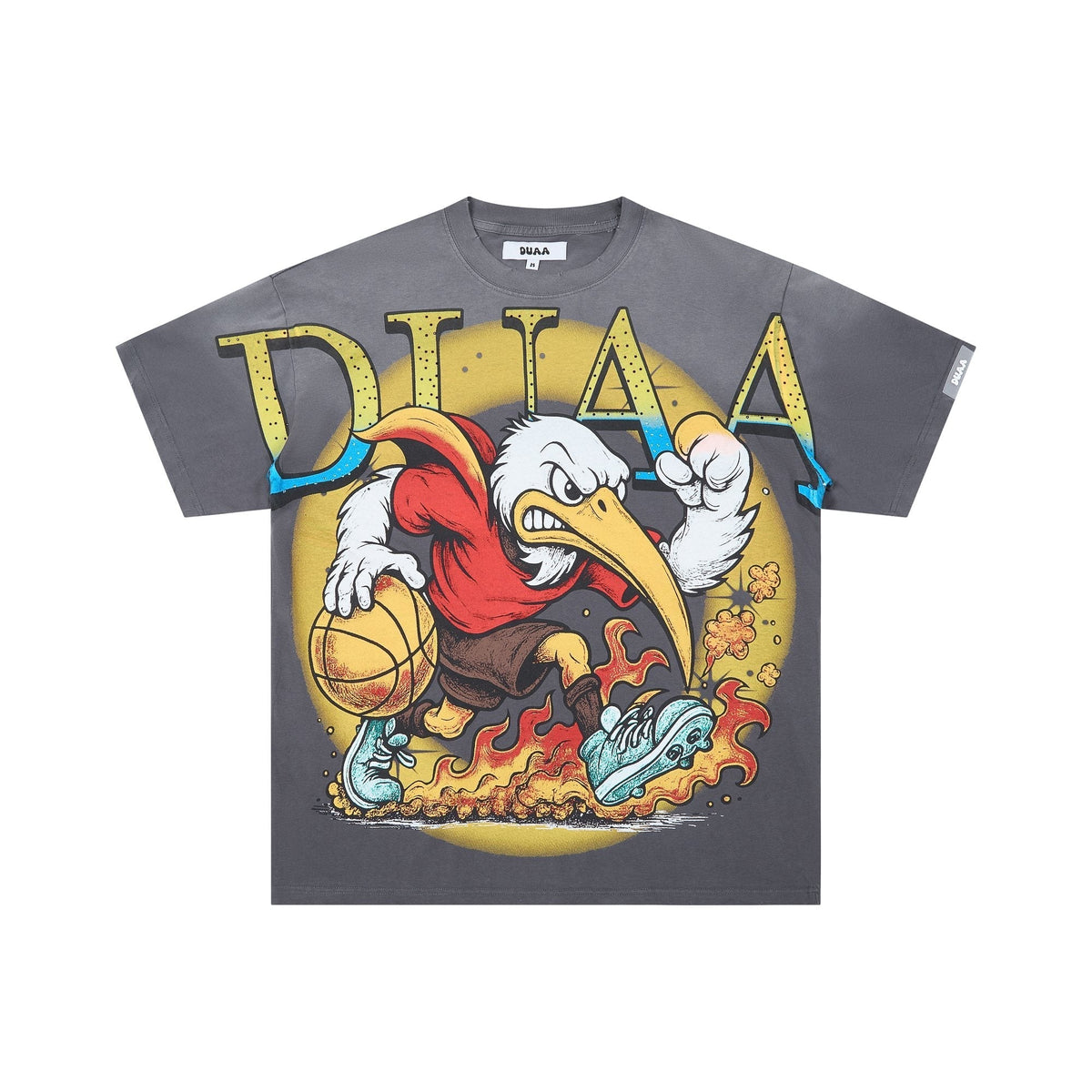 DUAA Washed Rhinestone Distressed Graphic T-Shirt ¡ª hero