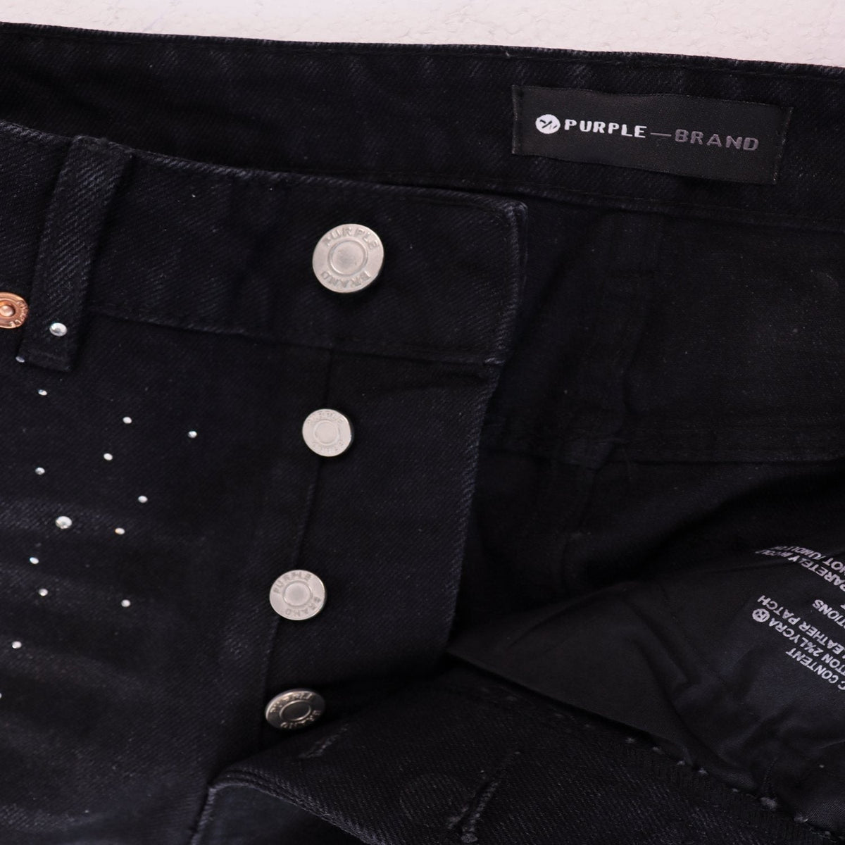PURPLE Rhinestone Graphic Denim Shorts ¡ª neck_label