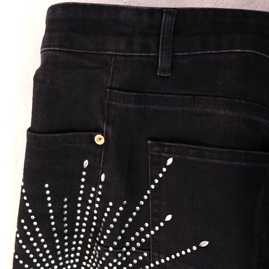 PURPLE Rhinestone Burst Denim Shorts ¡ª detail