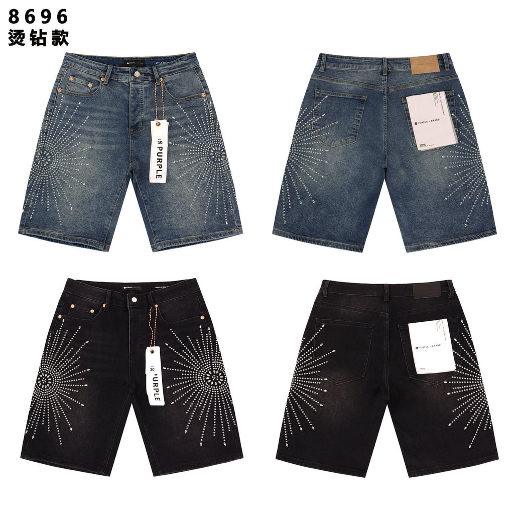 PURPLE Rhinestone Burst Denim Shorts ¡ª comparison