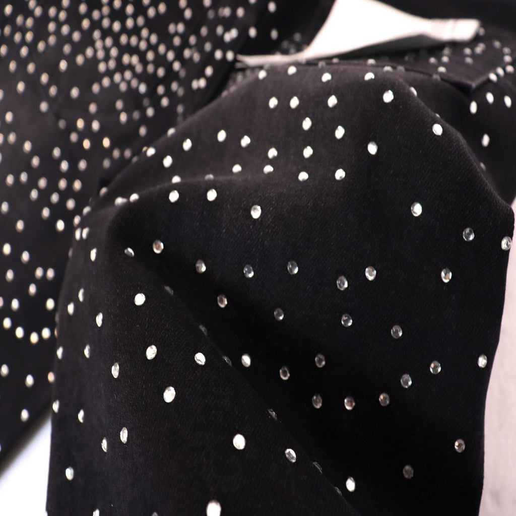 PURPLE Rhinestone Bow Cross Denim Shorts ¡ª detail