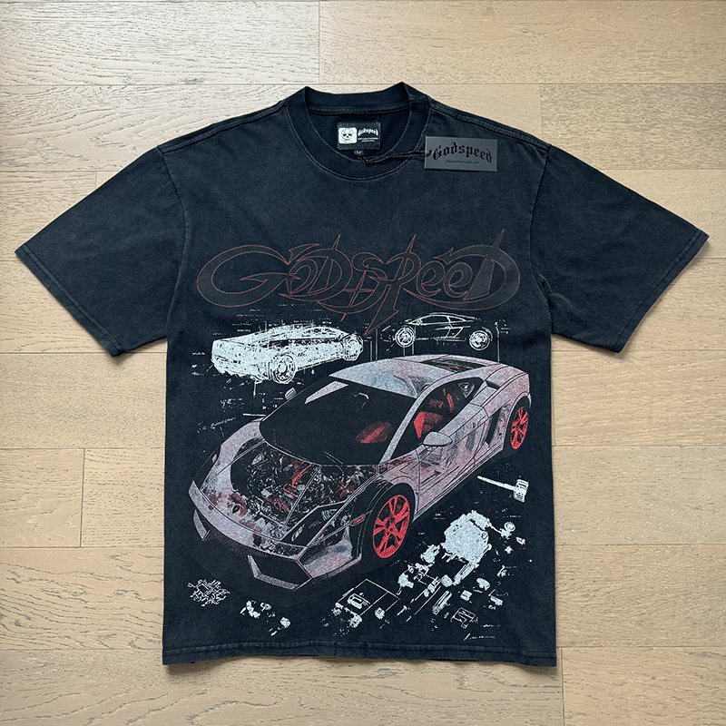 Godspeed Washed Black Front & Back Graphic T-Shirt ¡ª hero