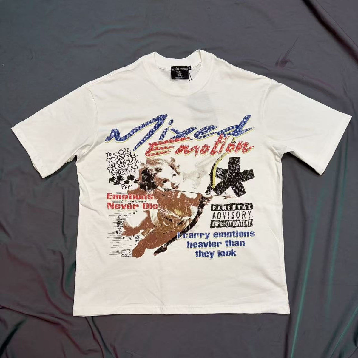 MIXED EMOTION Emotions Collage Graphic T-Shirt ¡ª front