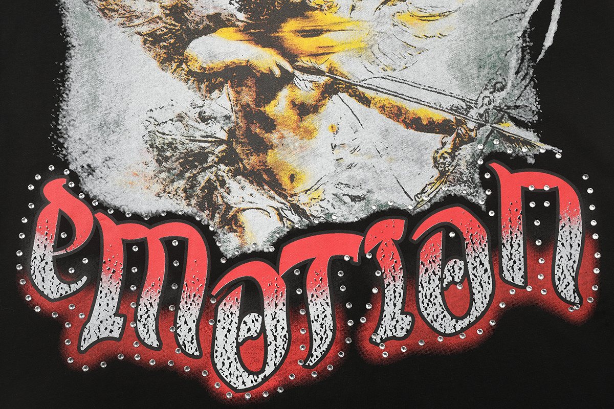 MIXED EMOTION Gothic Rhinestone Sleeveless Graphic T-Shirt ¡ª detail