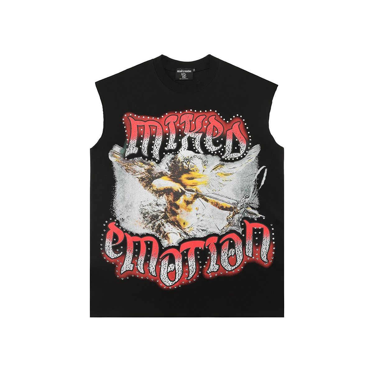 MIXED EMOTION Gothic Rhinestone Sleeveless Graphic T-Shirt ¡ª front