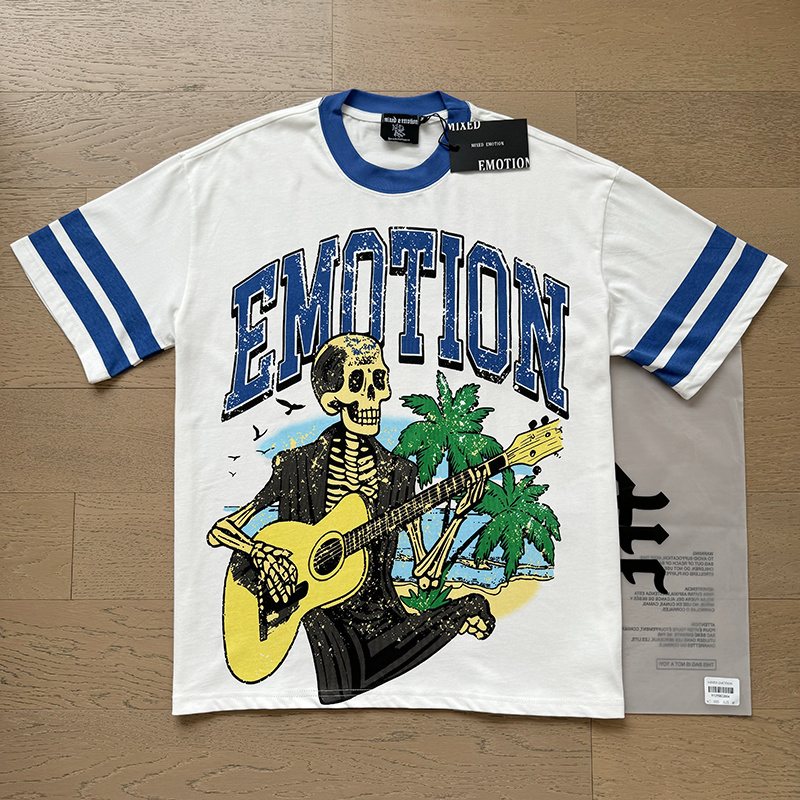 MIXED EMOTION Skeleton Guitar Graphic T-Shirt ¡ª context