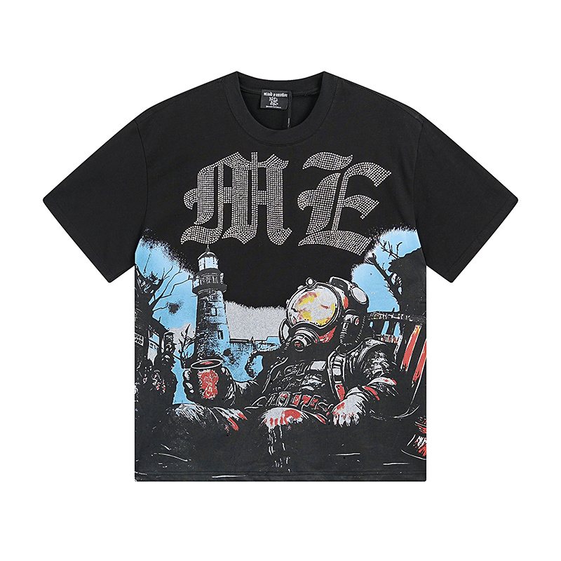 MIXED EMOTION Lighthouse & Diver Graphic T-Shirt ¡ª front
