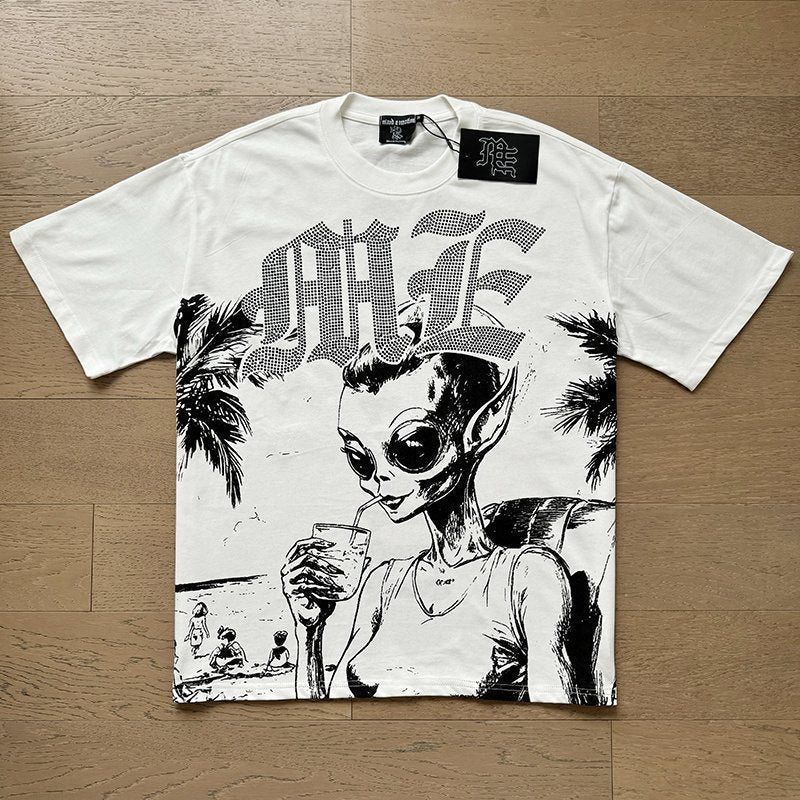 Mixed Emotions Alien Palm Tree Graphic T-Shirt ¡ª front