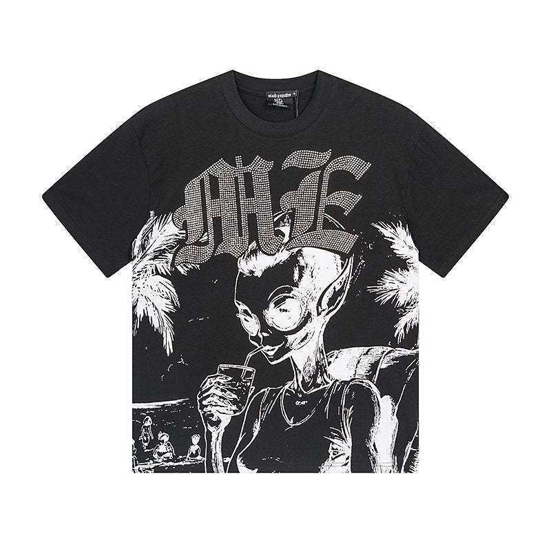 Mixed Emotions Alien Palm Tree Graphic T-Shirt ¡ª front
