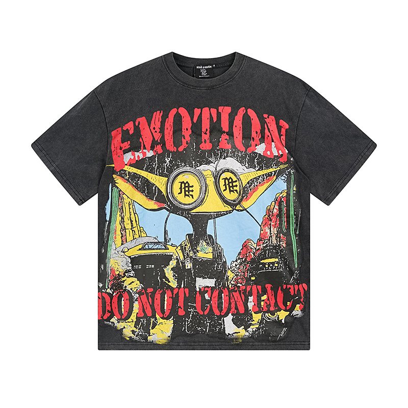 MIXED EMOTION Washed Black Distressed Graphic T-Shirt ¡ª hero