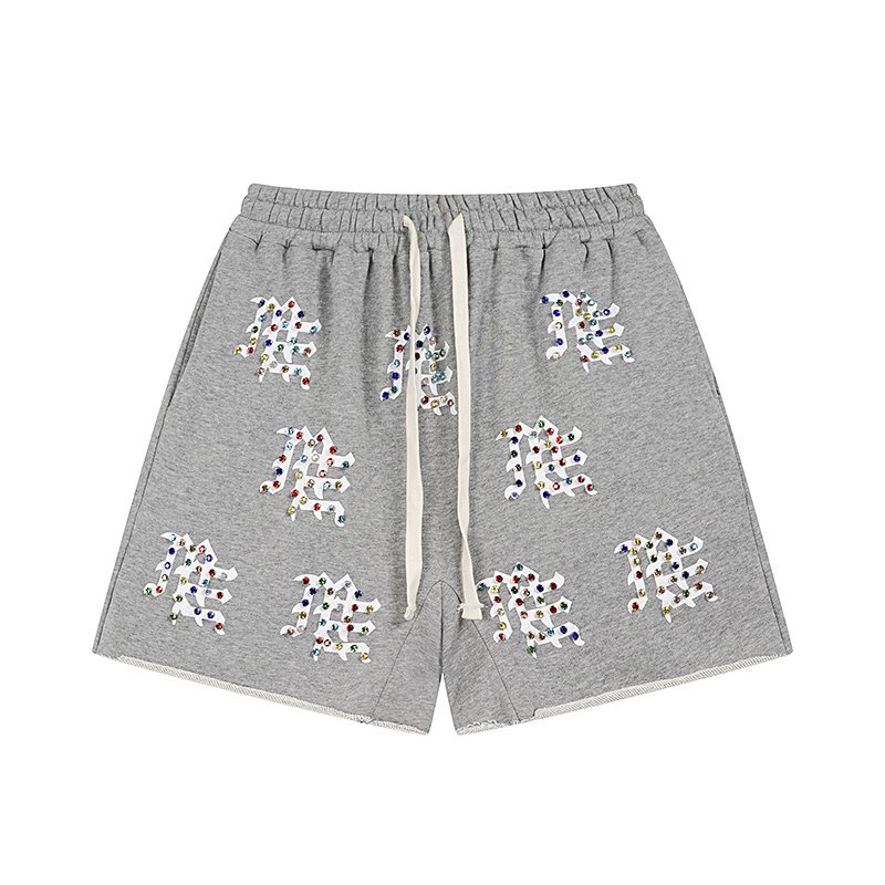MIXED EMOTION Multicolor Rhinestone Graphic Shorts ¡ª front