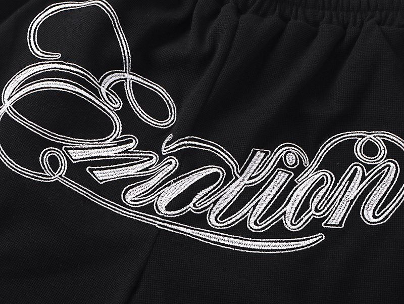 MIXED EMOTION Embroidered Drawstring Shorts ¡ª detail