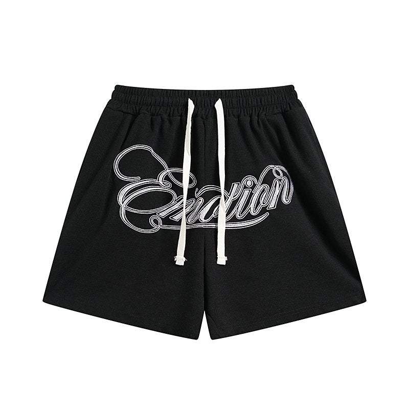 MIXED EMOTION Embroidered Drawstring Shorts ¡ª hero
