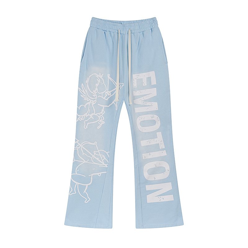 MIXED EMOTION Washed Graphic Flared Pants ¡ª front