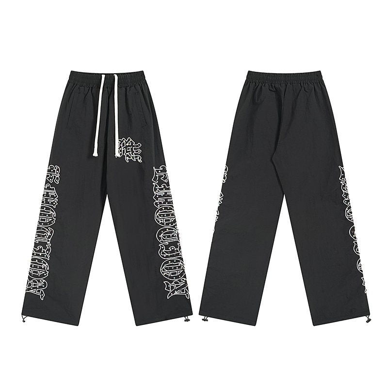 MIXED EMOTION Black Graphic Drawstring Pants ¡ª hero