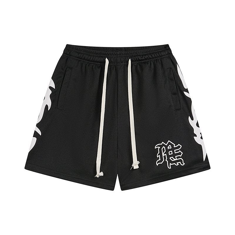 MIXED EMOTION Flame Graphic Drawstring Shorts ¡ª hero