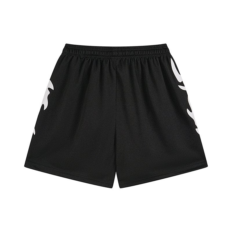 MIXED EMOTION Flame Graphic Drawstring Shorts ¡ª back