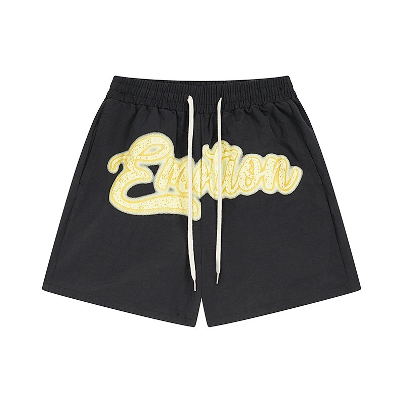 MIXED EMOTION Black Front Graphic Appliqu¨¦ Shorts ¡ª hero