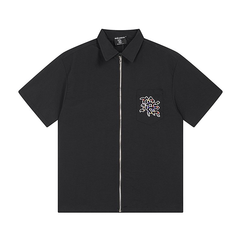 MIXED EMOTION Embellished Zip-Front Short-Sleeve Shirt ¡ª hero