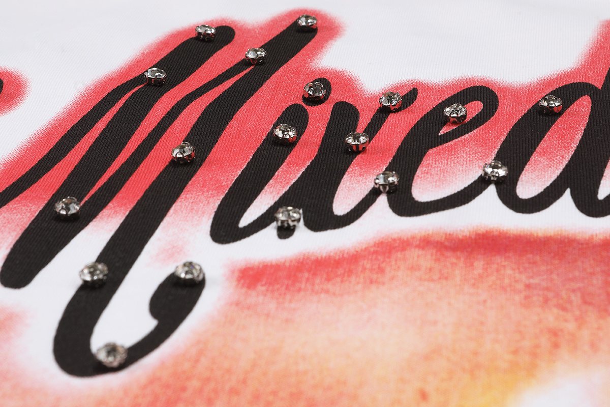 MIXED EMOTION Red Angel Rhinestone Graphic T-Shirt ¡ª detail