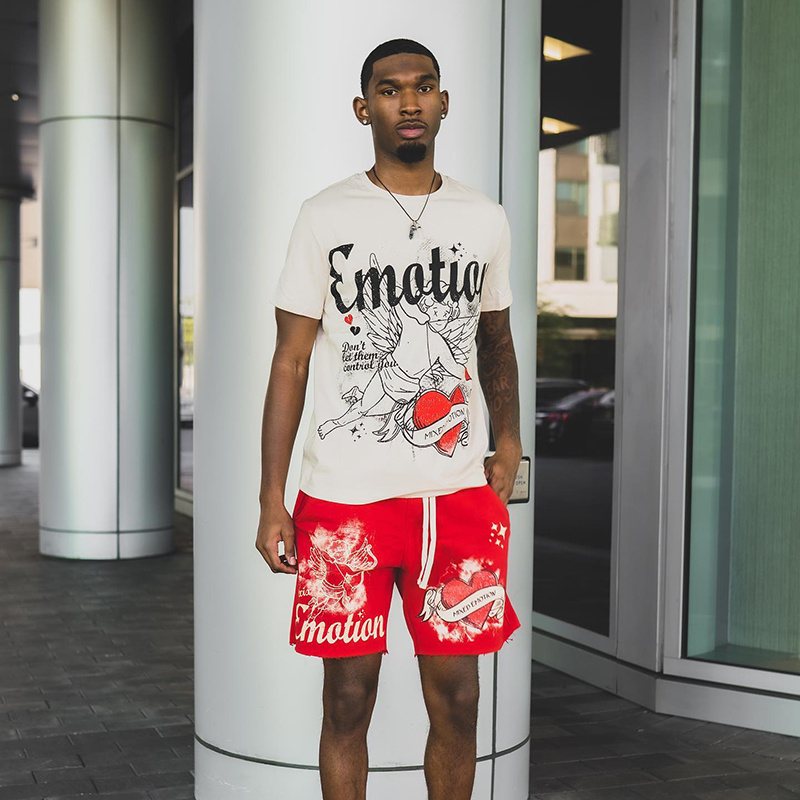 MIXED EMOTION White/Red Graphic T-Shirt & Shorts Set ¡ª hero