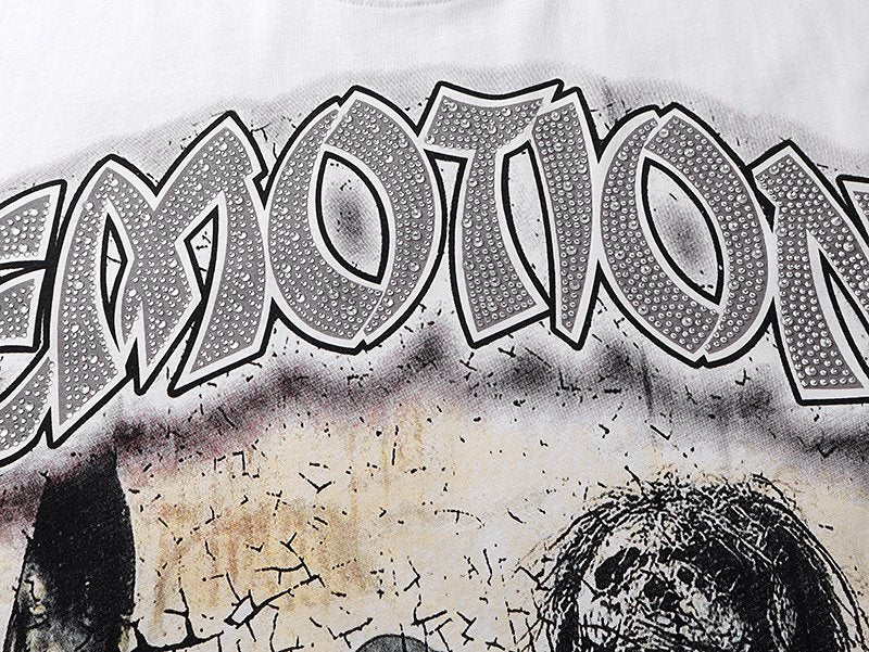 MIXED EMOTION White Graphic Short-Sleeve T-Shirt ¡ª detail