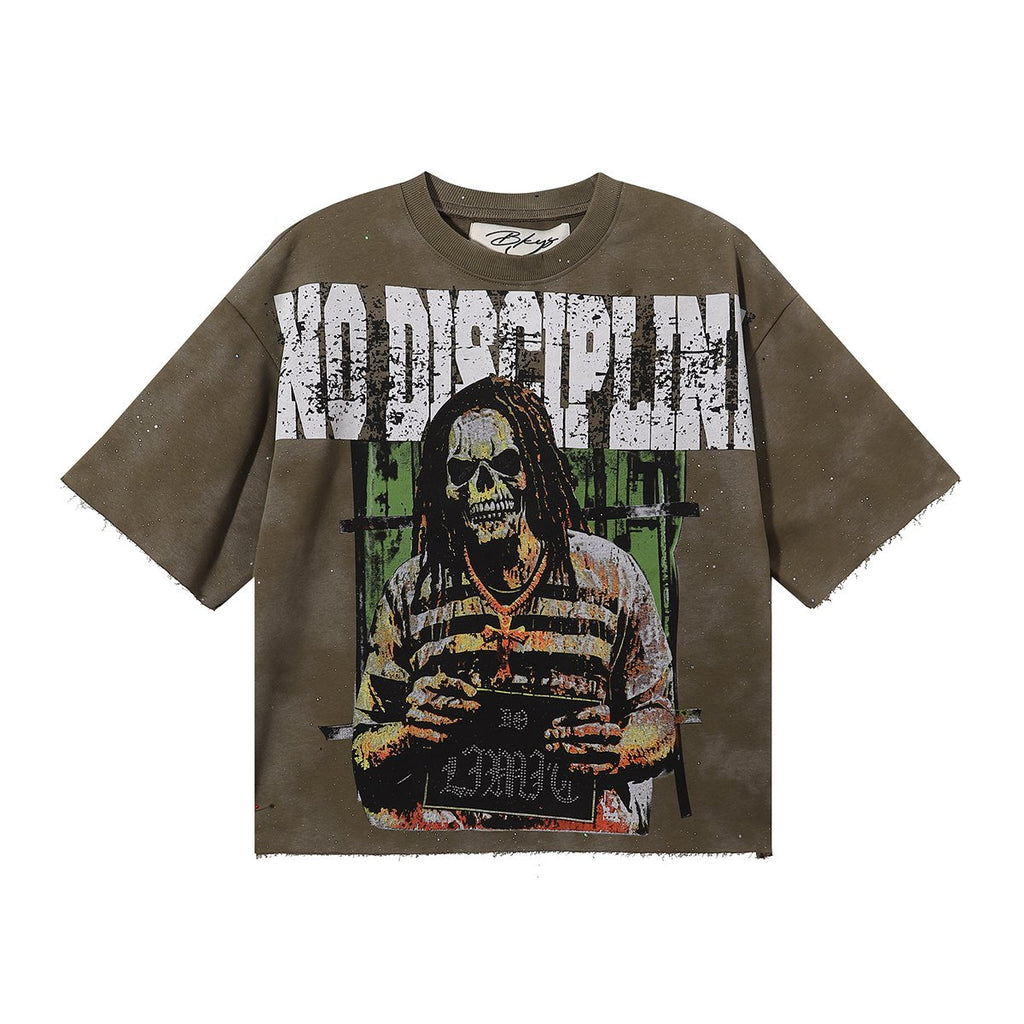 BKYS Revival No Discipline Rhinestone Skull Graphic Cropped T-Shirt ¡ª hero