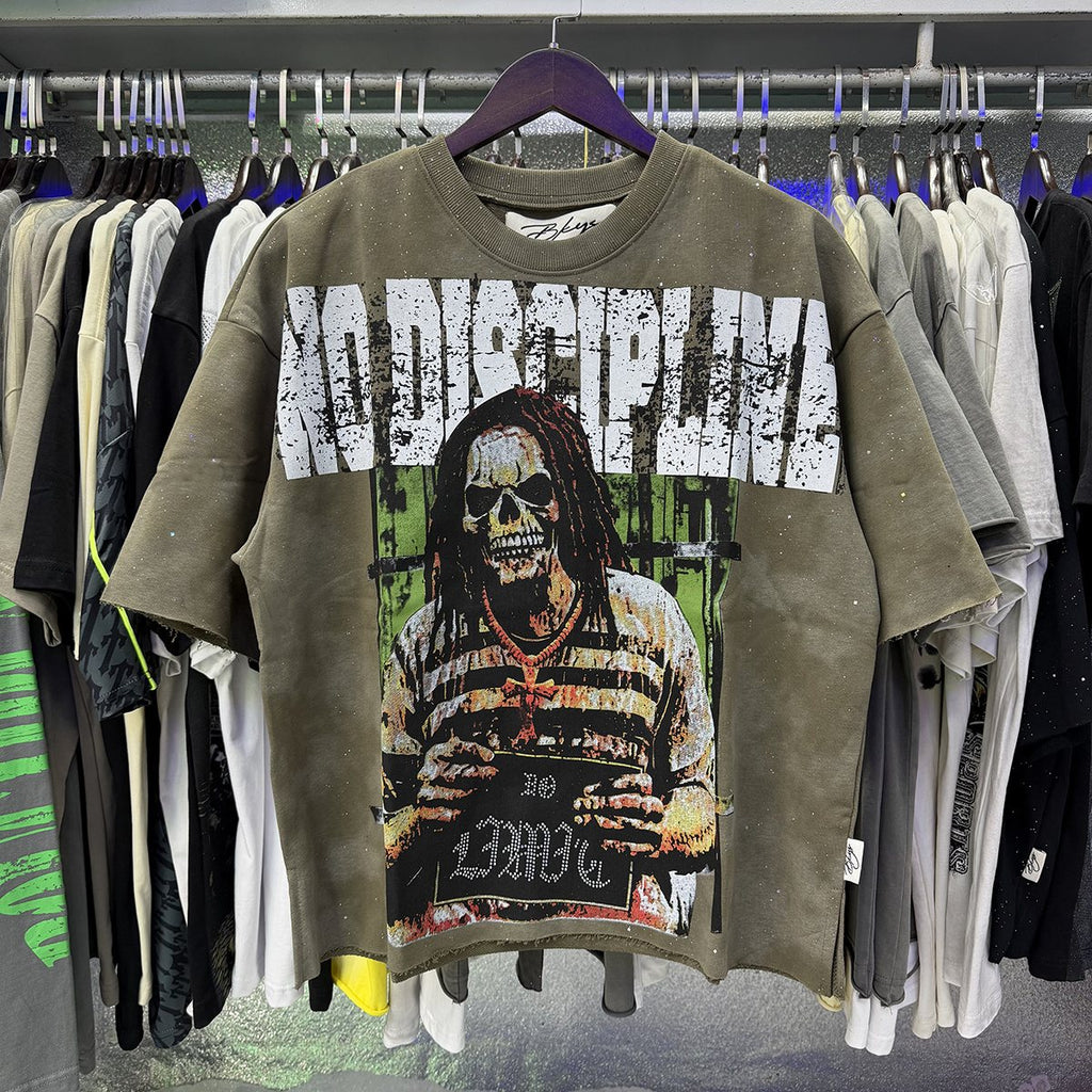 BKYS Revival No Discipline Rhinestone Skull Graphic Cropped T-Shirt ¡ª context
