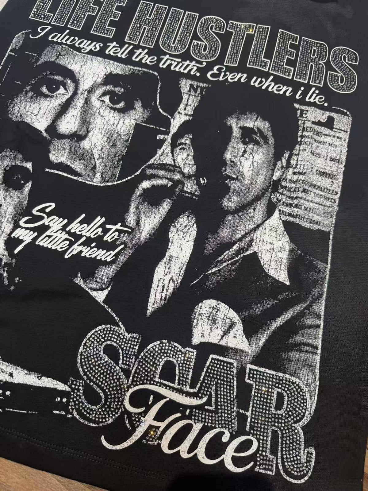 Life Hustlere Scarface-Inspired Raglan Graphic T-Shirt ¡ª detail