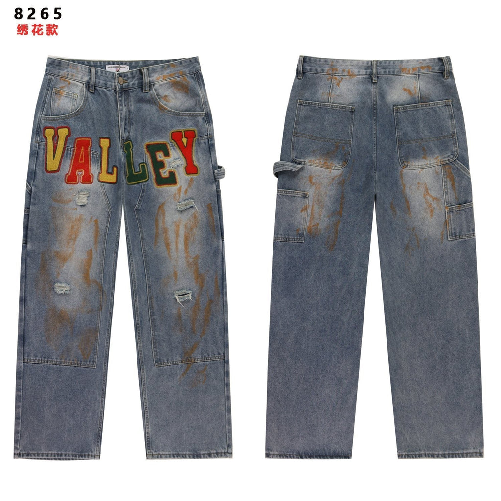VALLEY Distressed Appliqu¨¦ Cargo Jeans ¡ª hero