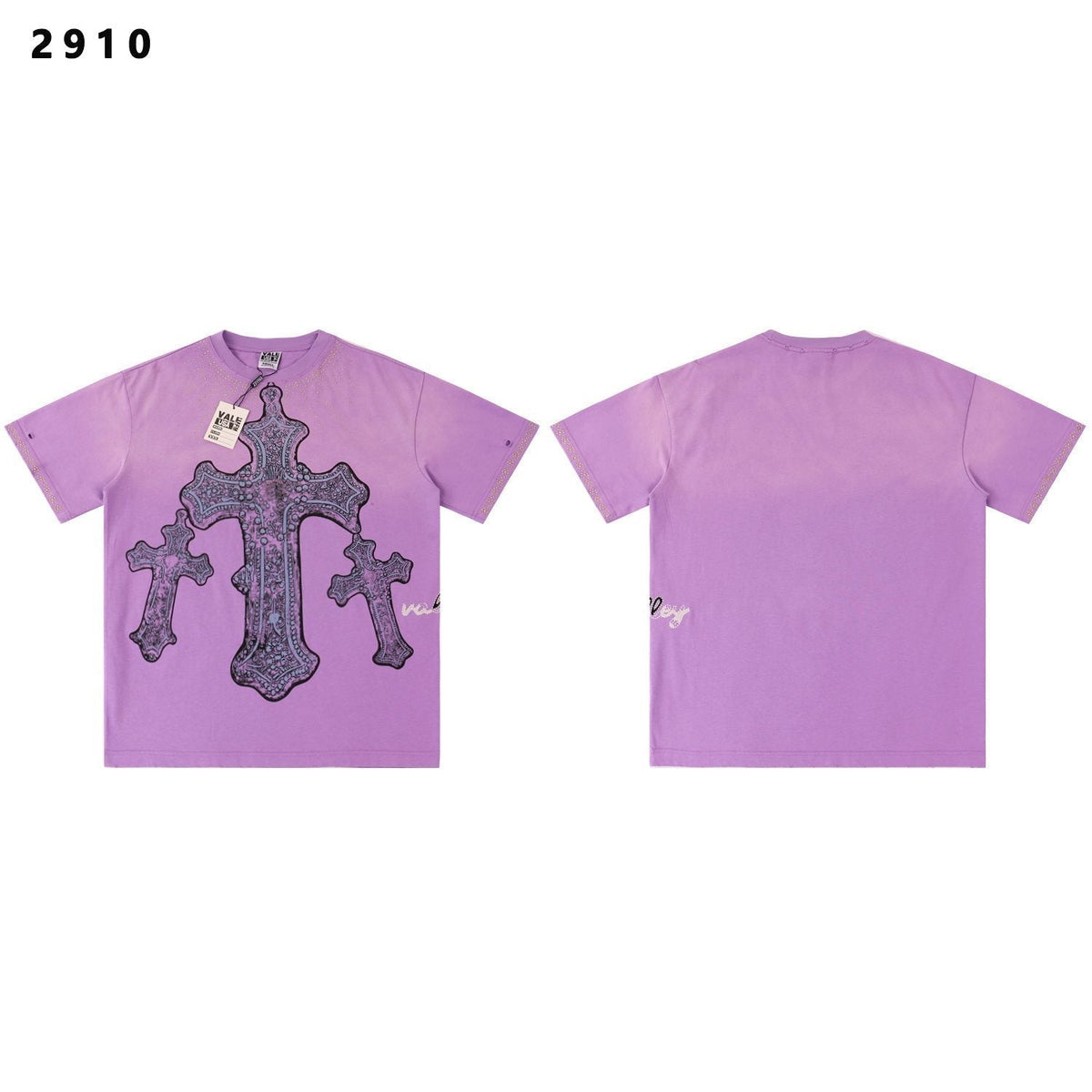 VALE USA Studded Cross Graphic T-Shirt ¡ª front
